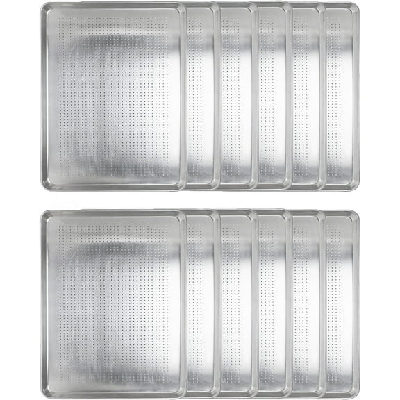 TrueCraftware- Set of 12 Half Size 18" x 13" Perforated Aluminum Sheet Pan- Oven Safe Baking Pan Baking Tray Cookie Sheet Baking Sheet Perfect for Baking Roasting and More