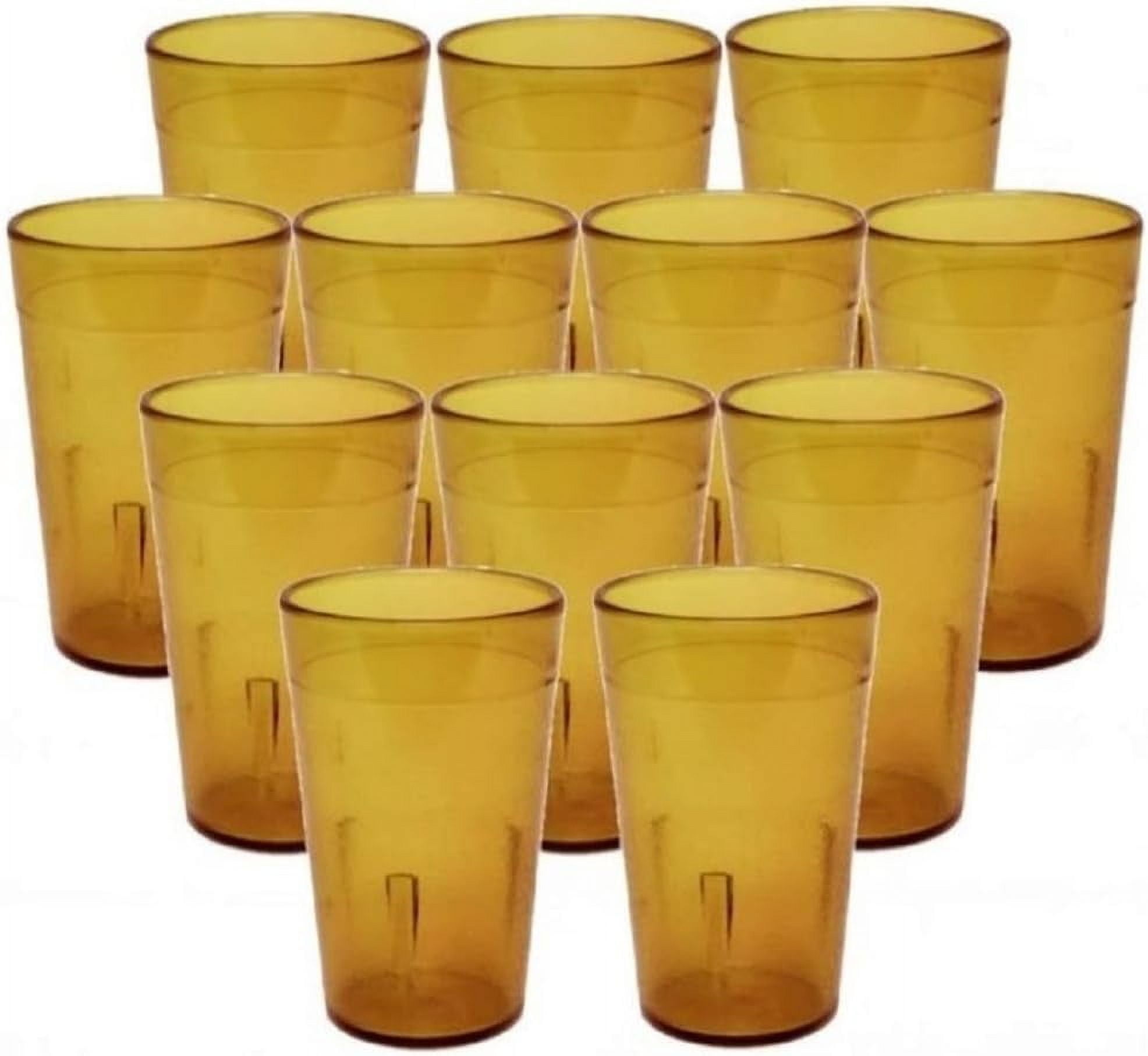 TrueCraftware-Set of 12 Pebbled Tumbler/Drinking Cups 12-Ounce Amber Color-  Reusable Premium Water Iced Tea Glasses Stackable Dishwasher Safe  Break-Resistant for Home and Restaurants - Walmart.com
