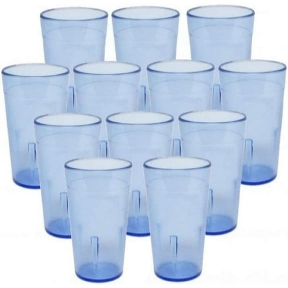 TrueCraftware- Set of 12 Pebbled Tumbler/Drinking Cups 20-Ounce Blue Color- Reusable Premium Water Iced Tea Glasses Stackable Dishwasher Safe Break-Resistant for Home and Restaurants