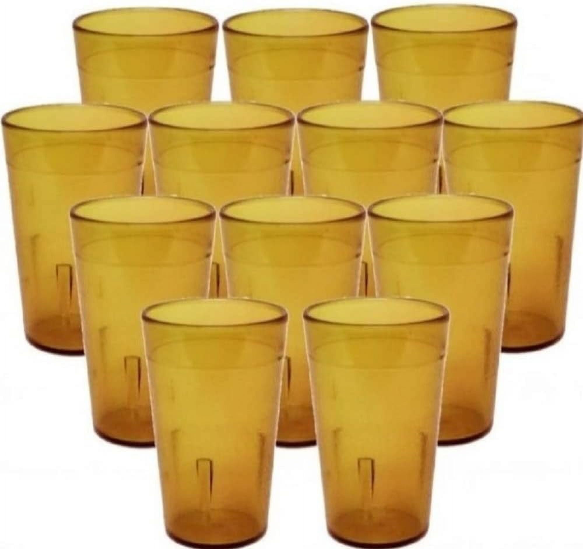 TrueCraftware-Set of 12 Pebbled Tumbler/Drinking Cups 32-Ounce Amber Color-  Reusable Premium Water Iced Tea Glasses Stackable Dishwasher Safe  Break-Resistant for Home and Restaurants - Walmart.com