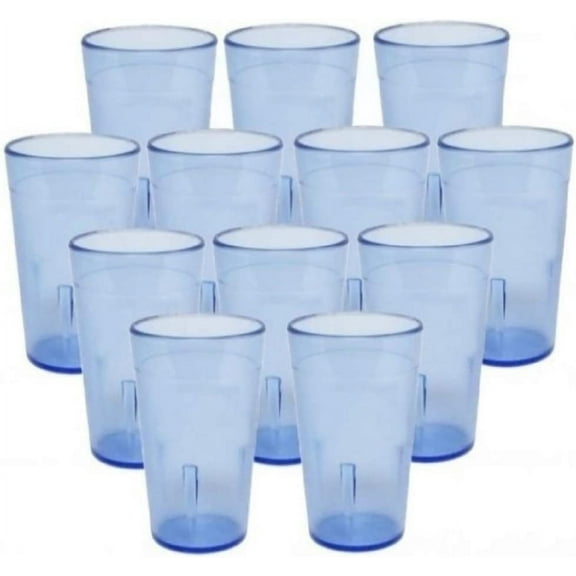 TrueCraftware-Set of 12 Pebbled Tumbler/Drinking Cups 32-Ounce Blue Color- Reusable Premium Water Iced Tea Glasses Stackable Dishwasher Safe Break-Resistant for Home and Restaurants
