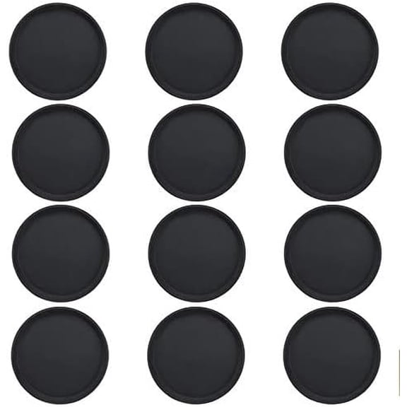 TrueCraftware- Set of 12 Round 11" Non-Slip Serving Trays Black- Restaurant Serving Tray Rubber Lined Serving Tray Serving Coffee Appetizer Breakfast Perfect for Kitchen Caf Hotel and Restaurants