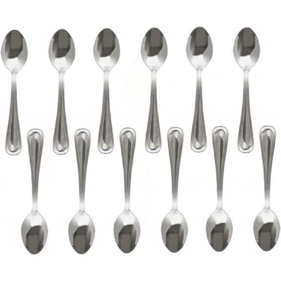 TrueCraftware- Set of 12 Stainless Steel Atlantic Demitasse Spoon- Stainless Steel Flatware Cutlery Kitchen Tableware Set for Home and Restaurant for Stirring Coffee Dessert Cake Ice Cream Cappuccino