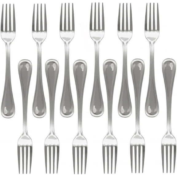 TrueCraftware- Set of 12 Stainless Steel Atlantic Dinner Fork - Stainless Steel Flatware Cutlery Kitchen Tableware Set for Home and Restaurant Table Forks Flatware Forks Silverware Forks