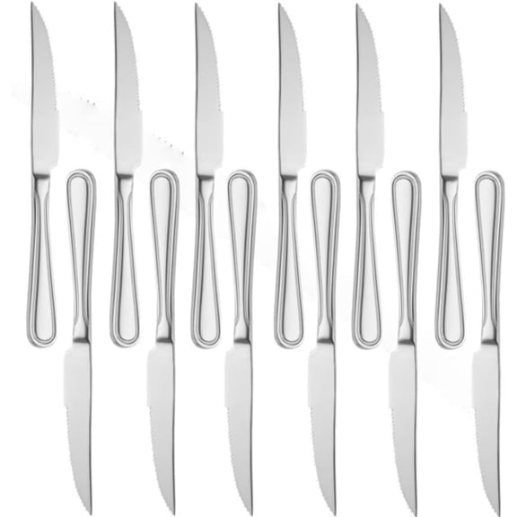 TrueCraftware- Set of 12 Stainless Steel Atlantic Steak Knife- Stainless Steel Flatware Cutlery Kitchen Tableware Set for Home and Restaurant Butter Knife Spreader Table Knives Steak Knives