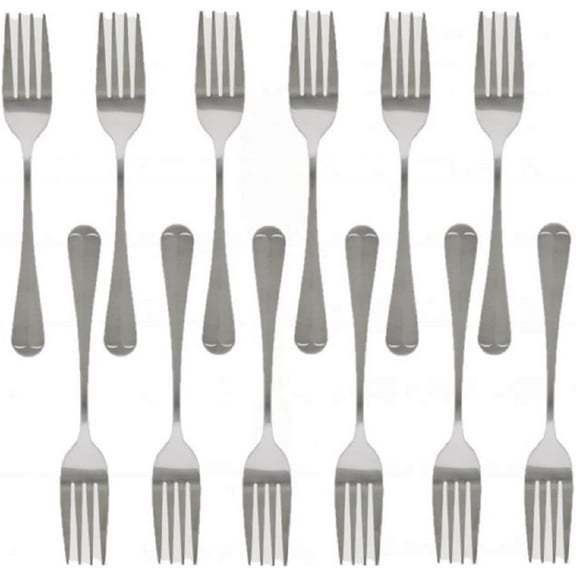 TrueCraftware- Set of 12 Stainless Steel Dakota Four-Tine Dinner Fork - Stainless Steel Flatware Cutlery Kitchen Tableware Set for Home and Restaurant Table Forks Flatware Forks Silverware Forks