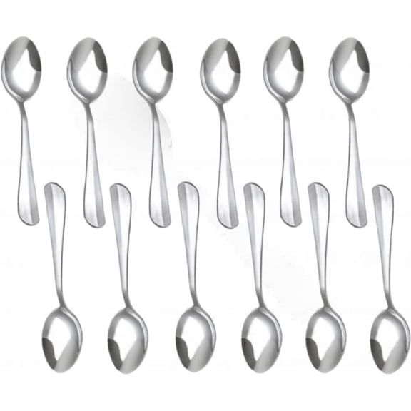 TrueCraftware- Set of 12 Stainless Steel Diamond Demitasse Spoon- Stainless Steel Flatware Cutlery Kitchen Tableware Set for Home and Restaurant for Stirring Coffee Dessert Cake Ice Cream Cappuccino