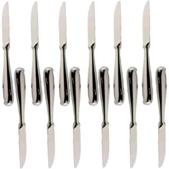 TrueCraftware- Set of 12 Stainless Steel Diamond Hollow Handle Table Knife- Stainless Steel Flatware Cutlery Kitchen Tableware Set for Home and Restaurant Butter Knife Spreader Table Knives