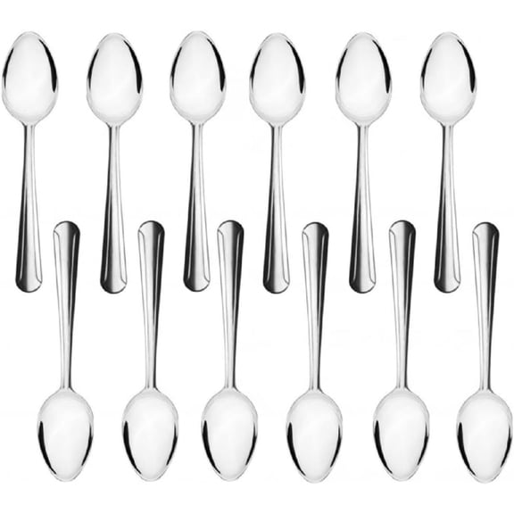 TrueCraftware- Set of 12 Stainless Steel Domilion Heavy Dessert Spoon- Stainless Steel Flatware Cutlery Kitchen Tableware Set for Home and Restaurant Coffee Spoon Small Spoons for Dessert Silverware