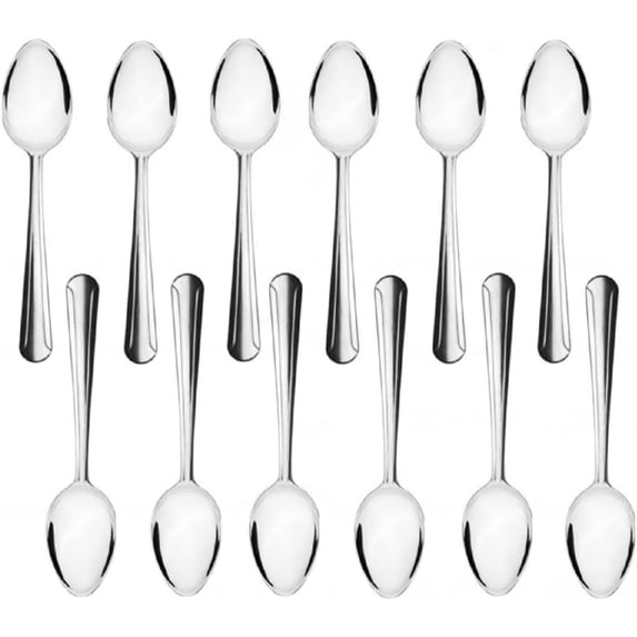 TrueCraftware- Set of 12 Stainless Steel Domilion Heavy Dessert Spoon- Stainless Steel Flatware Cutlery Kitchen Tableware Set for Home and Restaurant Coffee Spoon Small Spoons for Dessert Silverware