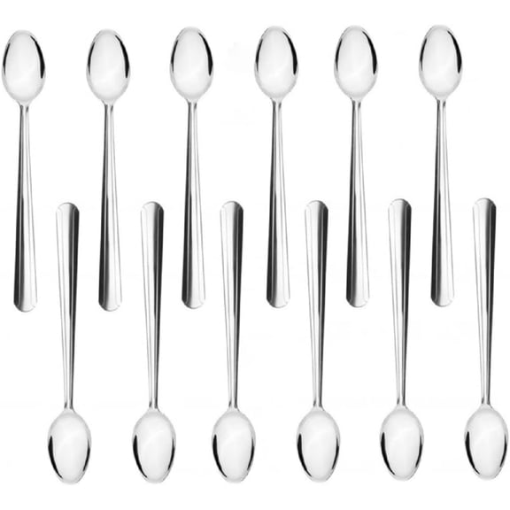 TrueCraftware- Set of 12 Stainless Steel Domilion Heavy Iced Teaspoon- Stainless Steel Flatware Cutlery Kitchen Tableware Set for Home and Restaurant Coffee Spoon Ice Cream Spoon Cocktail Stirring