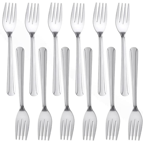 TrueCraftware- Set of 12 Stainless Steel Domilion Heavy Salad Fork- Stainless Steel Flatware Cutlery Kitchen Tableware Set for Home and Restaurant Flatware Forks Silverware Salad Fork Cake Dessert