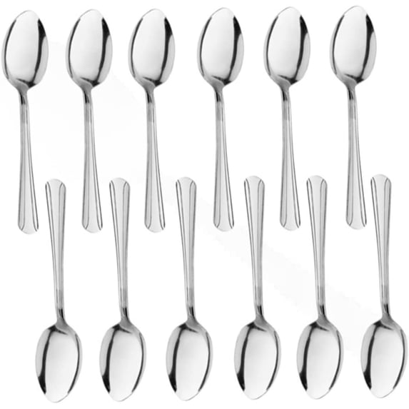 TrueCraftware- Set of 12 Stainless Steel Domilion Heavy Teaspoon- Stainless Steel Flatware Cutlery Kitchen Tableware for Home Restaurant for Stirring Coffee Dessert Cake Ice Cream Cappuccino