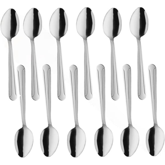 TrueCraftware- Set of 12 Stainless Steel Domilion Sugar Spoon- Stainless Steel Flatware Cutlery Kitchen Tableware Set for Home and Restaurant for Stirring Coffee Dessert Cake Ice Cream Cappuccino
