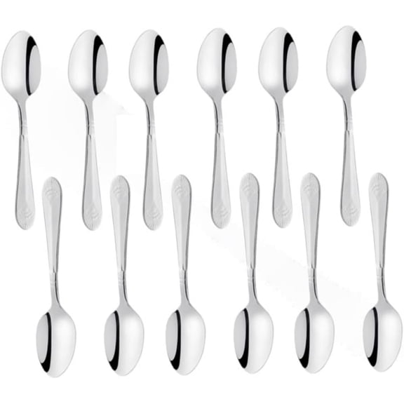 TrueCraftware- Set of 12 Stainless Steel Elizabeth Demitasse Spoon- Stainless Steel Flatware Cutlery Kitchen Tableware Set for Home and Restaurant for Stirring Coffee Dessert Ice Cream Cappuccino