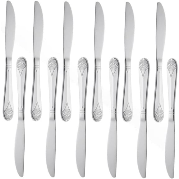 TrueCraftware- Set of 12 Stainless Steel Elizabeth Dinner Knife- Stainless Steel Flatware Cutlery Kitchen Tableware Set for Home and Restaurant Butter Knife Spreader Table Knives