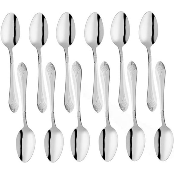 TrueCraftware- Set of 12 Stainless Steel Elizabeth Dinner Spoon- Stainless Steel Flatware Cutlery Kitchen Tableware Set for Home and Restaurant Serving Spoon Catering Spoons Solid Serving Utensils