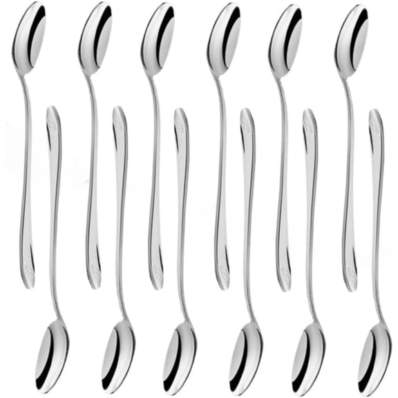 TrueCraftware- Set of 12 Stainless Steel Elizabeth Iced Teaspoon- Stainless Steel Flatware Cutlery Kitchen Tableware Set for Home and Restaurant Coffee Spoon Ice Cream Spoon Cocktail Stirring Spoons