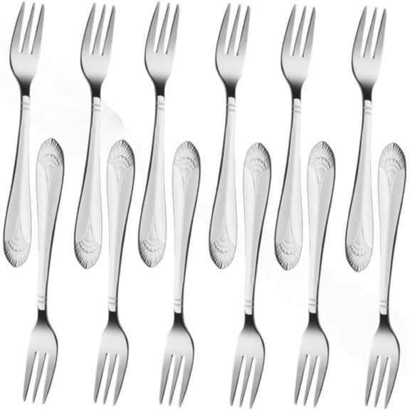 TrueCraftware- Set of 12 Stainless Steel Elizabeth Oyster Fork- Stainless Steel Flatware Cutlery Kitchen Tableware Set for Home and Restaurant Appetizer Seafood Forks Silverware