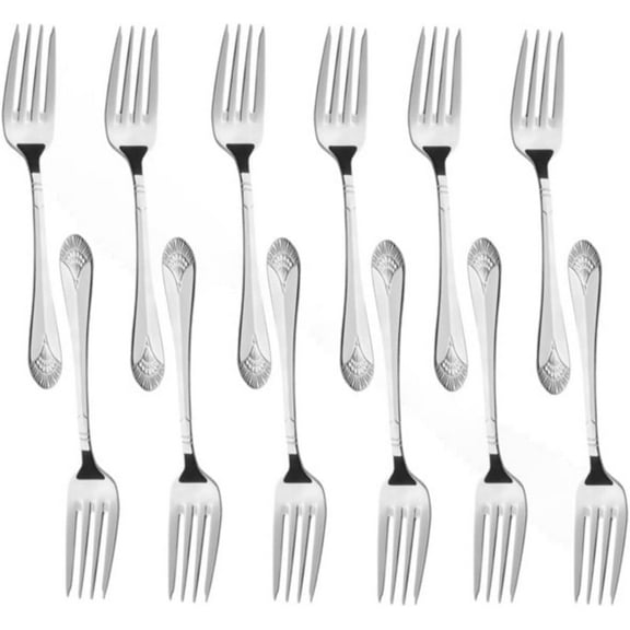 TrueCraftware- Set of 12 Stainless Steel Elizabeth Salad Fork- Stainless Steel Flatware Cutlery Kitchen Tableware Set for Home and Restaurant Flatware Forks Silverware Salad Fork Cake Dessert