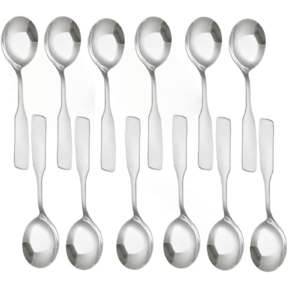 TrueCraftware- Set of 12 Stainless Steel Esquire Bouillon Spoon- Stainless Steel Flatware Cutlery Kitchen Tableware Set for Home and Restaurant for Soup Spoons Round Spoons