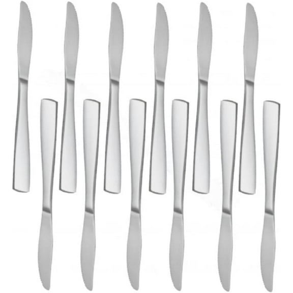 TrueCraftware- Set of 12 Stainless Steel Esquire Dinner Knife- Stainless Steel Flatware Cutlery Kitchen Tableware Set for Home and Restaurant Butter Knife Spreader Table Knives