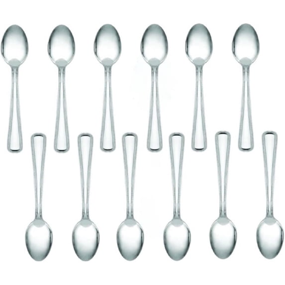 TrueCraftware-Set of 12 Stainless Steel Jewel Demitasse Spoon- Stainless Steel Flatware Cutlery Kitchen Tableware Set for Home and Restaurant for Stirring Coffee Dessert Cake Ice Cream Cappuccino