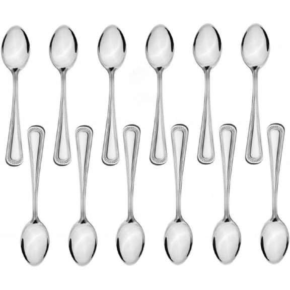 TrueCraftware- Set of 12 Stainless Steel Jewel Teaspoon- Stainless Steel Flatware Cutlery Kitchen Tableware for Home Restaurant for Stirring Coffee Dessert Cake Ice Cream Cappuccino