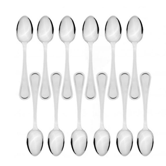 TrueCraftware- Set of 12 Stainless Steel Legend Dessert Spoon- Stainless Steel Flatware Cutlery Kitchen Tableware Set for Home and Restaurant Coffee Spoon Small Spoons for Dessert Silverware