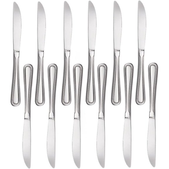 TrueCraftware- Set of 12 Stainless Steel Legend Dinner Knife- Stainless Steel Flatware Cutlery Kitchen Tableware Set for Home and Restaurant Butter Knife Spreader Table Knives