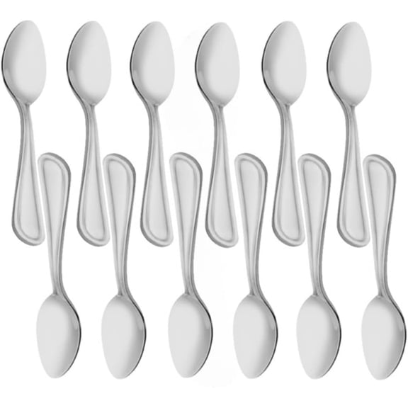 TrueCraftware- Set of 12 Stainless Steel Legend Sugar Spoon- Stainless Steel Flatware Cutlery Kitchen Tableware Set for Home and Restaurant for Stirring Coffee Dessert Cake Ice Cream Cappuccino