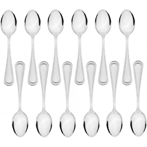 TrueCraftware- Set of 12 Stainless Steel Legend Teaspoon- Stainless Steel Flatware Cutlery Kitchen Tableware for Home Restaurant for Stirring Coffee Dessert Cake Ice Cream Cappuccino