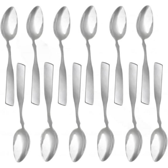 TrueCraftware-Set of 12 Stainless Steel Salem Dessert Spoon- Stainless Steel Flatware Cutlery Kitchen Tableware Set for Home and Restaurant Coffee Spoon Small Spoons for Dessert Silverware