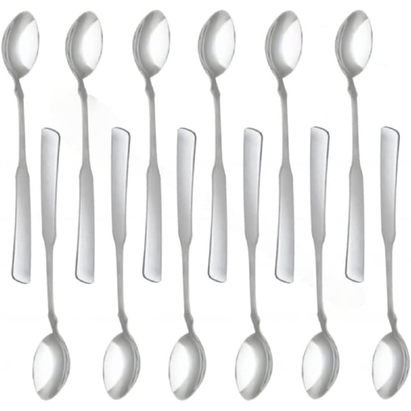 TrueCraftware- Set of 12 Stainless Steel Salem Iced Teaspoon- Stainless Steel Flatware Cutlery Kitchen Tableware Set for Home and Restaurant Coffee Spoon Ice Cream Spoon Cocktail Stirring Spoons