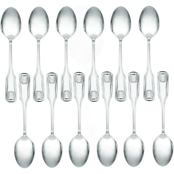 TrueCraftware- Set of 12 Stainless Steel Sea Shell Dessert Spoon- Stainless Steel Flatware Cutlery Kitchen Tableware Set for Home and Restaurant Coffee Spoon Small Spoons for Dessert Silverware