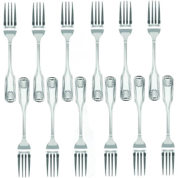 TrueCraftware- Set of 12 Stainless Steel Sea Shell Dinner Fork- Stainless Steel Flatware Cutlery Kitchen Tableware Set for Home and Restaurant Table Forks Flatware Forks Silverware Forks