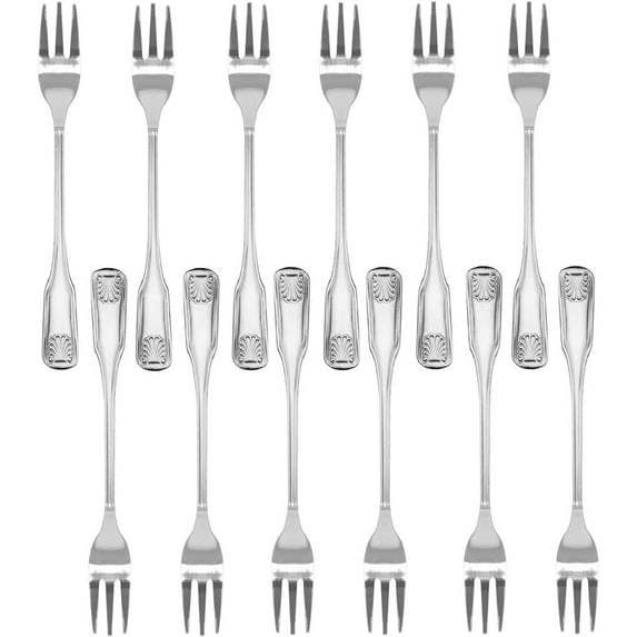 TrueCraftware- Set of 12 Stainless Steel Sea Shell Oyster Fork- Stainless Steel Flatware Cutlery Kitchen Tableware Set for Home and Restaurant Appetizer Seafood Forks Silverware