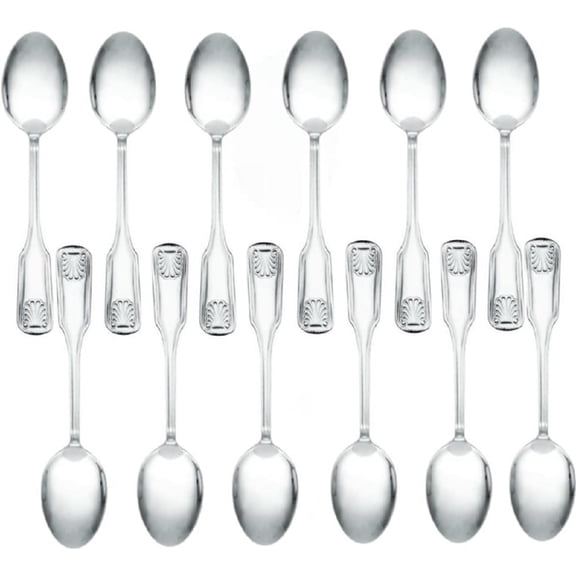 TrueCraftware- Set of 12 Stainless Steel Sea Shell Teaspoon- Stainless Steel Flatware Cutlery Kitchen Tableware Set for Home and Restaurant for Stirring Coffee Dessert Cake Ice Cream Soup Cappuccino