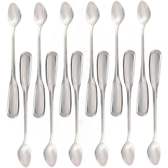TrueCraftware- Set of 12 Stainless Steel Simplicity Iced Teaspoon- Stainless Steel Flatware Cutlery Kitchen Tableware Set for Home and Restaurant Coffee Spoon Ice Cream Spoon Cocktail Stirring Spoons