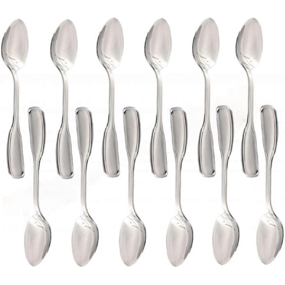 TrueCraftware- Set of 12 Stainless Steel Simplicity Teaspoon- Stainless Steel Flatware Cutlery Kitchen Tableware Set for Home and Restaurant for Stirring Coffee Dessert Cake Ice Cream Soup Cappuccino