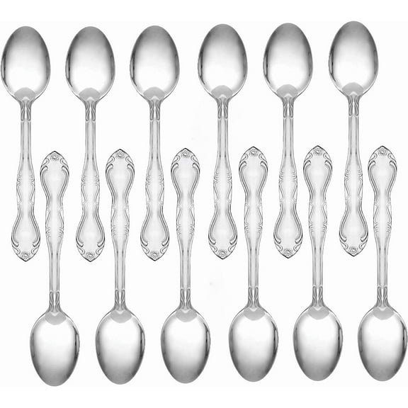 TrueCraftware- Set of 12 Stainless Steel Sunflower Demitasse Spoon- Dishwasher Safe Stainless Steel Flatware Cutlery Kitchen Tableware Set for Home and Restaurant