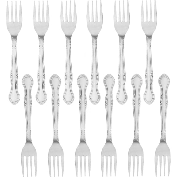 TrueCraftware- Set of 12 Stainless Steel Sunflower Dinner Fork- Dishwasher Safe Stainless Steel Flatware Cutlery Kitchen Tableware Set for Home and Restaurant