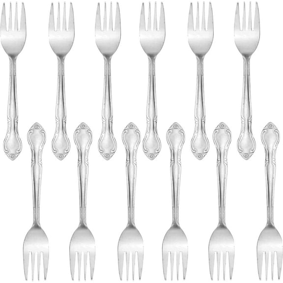 TrueCraftware- Set of 12 Stainless Steel Sunflower Salad Fork - Dishwasher Safe Stainless Steel Flatware Cutlery Kitchen Tableware Set for Home and Restaurant