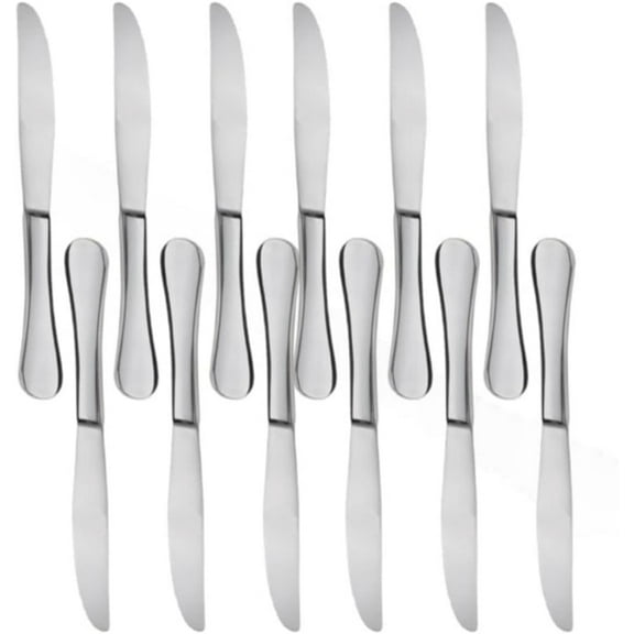 TrueCraftware- Set of 12 Stainless Steel Tahoe Dinner Knife- Stainless Steel Flatware Cutlery Kitchen Tableware Set for Home and Restaurant Butter Knife Spreader Table Knives