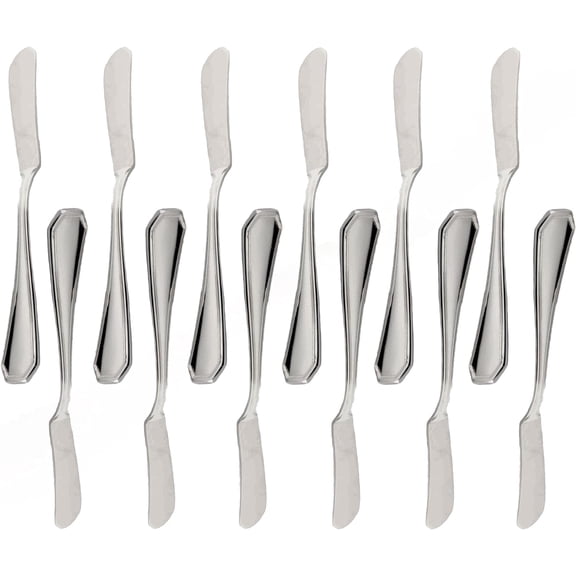 TrueCraftware- Set of 12 Stainless Steel Wilshire Butter Knife- Stainless Steel Flatware Cutlery Kitchen Tableware Set for Home and Restaurant Butter Knife Spreader Butter Knifes