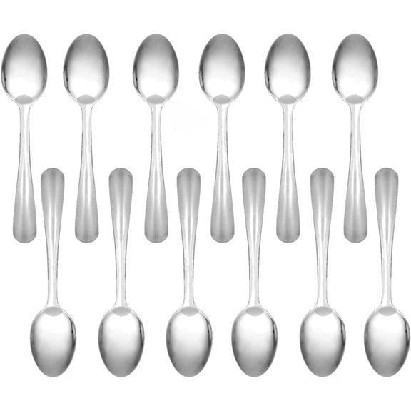 TrueCraftware- Set of 12 Stainless Steel Winsor Teaspoon 1.5mm Thickness- Stainless Steel Flatware Cutlery Kitchen Tableware for Home Restaurant for Stirring Coffee Dessert Cake Ice Cream Cappuccino