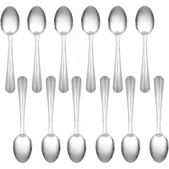 TrueCraftware- Set of 12 Stainless Steel Winsor Teaspoon 2.5mm Thickness- Stainless Steel Flatware Cutlery Kitchen Tableware for Home Restaurant for Stirring Coffee Dessert Cake Ice Cream Cappuccino