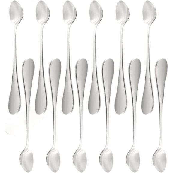 TrueCraftware- Set of 12 Stainless Steel York Iced Teaspoon- Stainless Steel Flatware Cutlery Kitchen Tableware Set for Home and Restaurant Coffee Spoon Ice Cream Spoon Cocktail Stirring Spoons