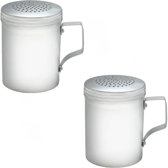 TrueCraftware- Set of 2 Aluminum 10 oz. Dredge Shaker with Handle- Seasonings Spice Shakers Seasonings Spice Shakers With Holes and Lids Ideal for Salt Spice Sugar Flour Perfect for Home and Kitchen