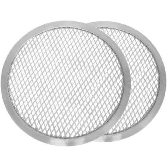 TrueCraftware- Set of 2 Aluminum 17” Pizza Baking Screen Seamless Rim- Bakeware Pizza Screen Round Pizza Pan Tray Round Baking Tray for Home Kitchen Pizzeria & Restaurants